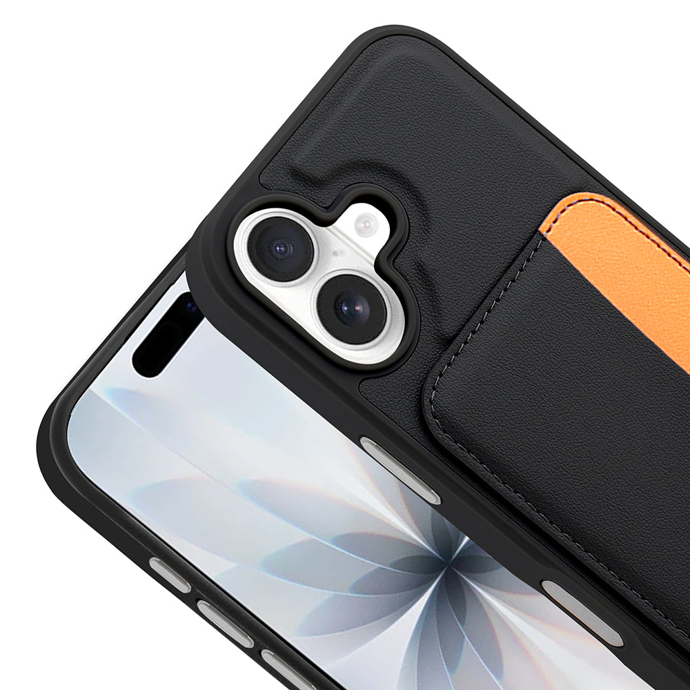 Apple iPhone 17 Kılıf Kartlıklı Zore X-Kart Silikon Kapak Turuncu