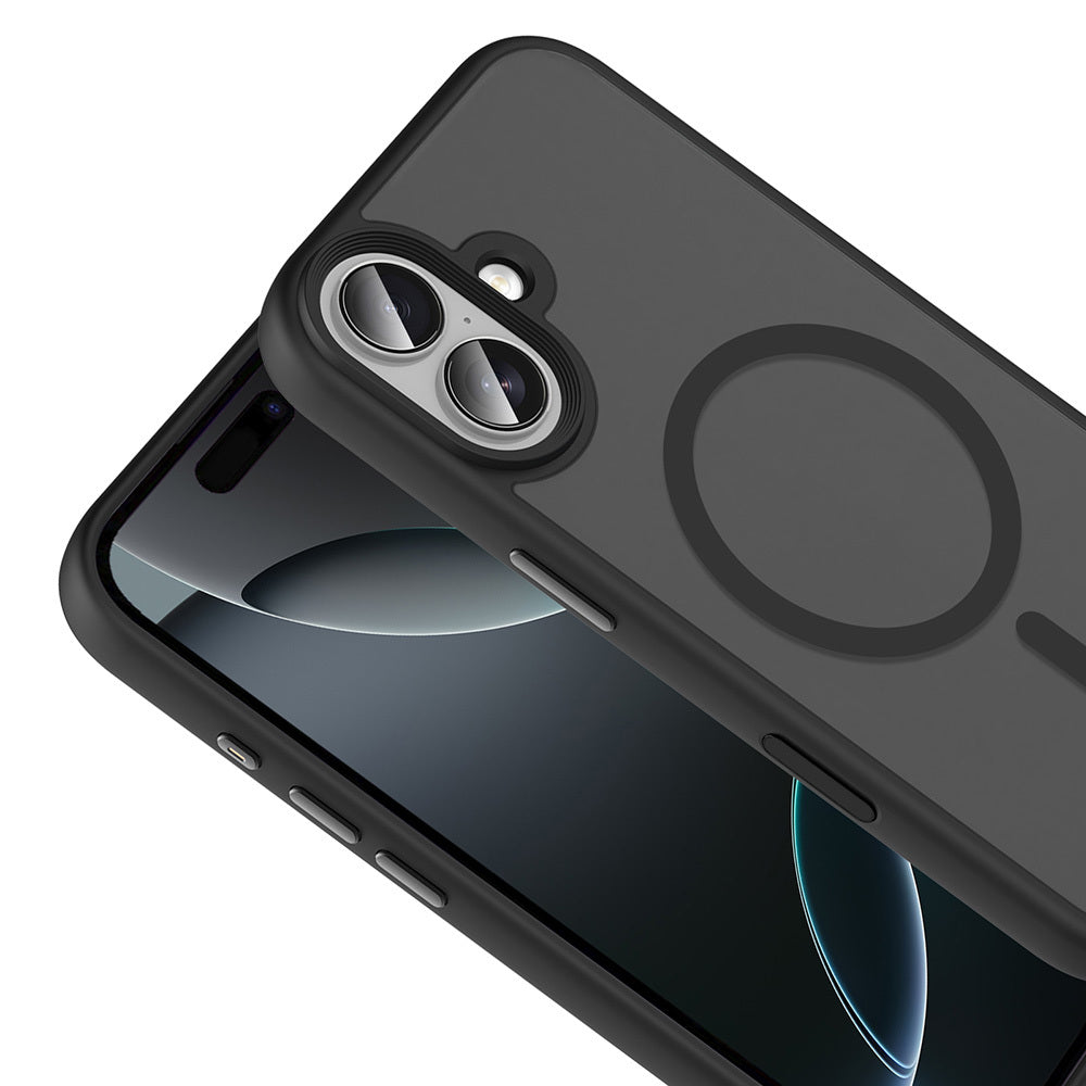 Apple iPhone 17 Kılıf Mat Arka Yüzey Wireless Şarj Özellikli Zore Flet M-safe Kapak Turuncu