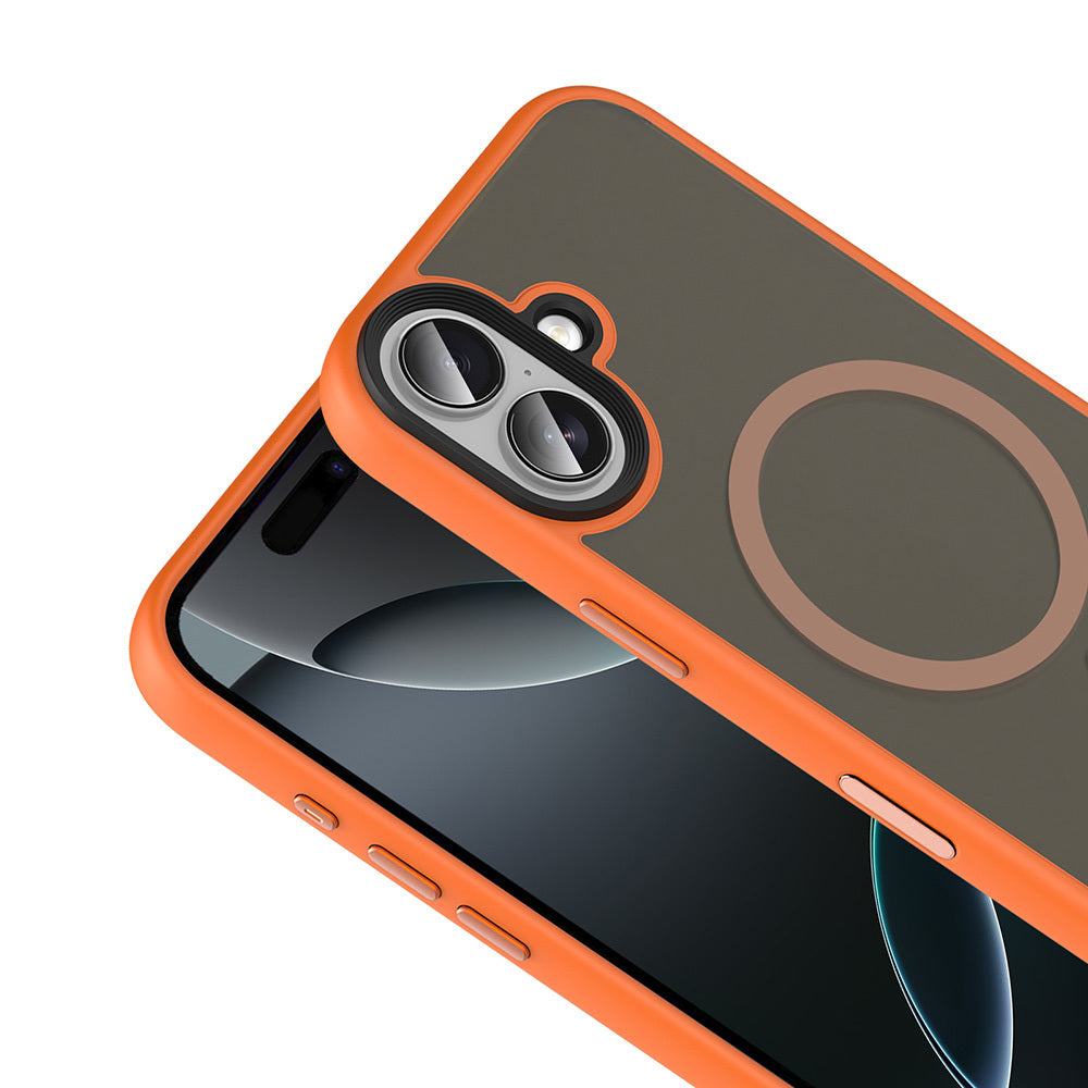 Apple iPhone 17 Kılıf Mat Arka Yüzey Wireless Şarj Özellikli Zore Flet M-safe Kapak Gri