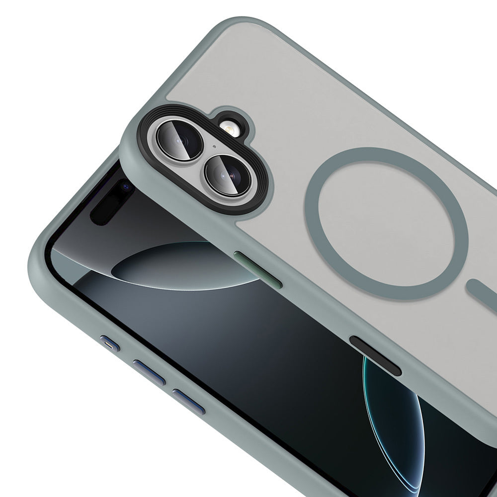 Apple iPhone 17 Kılıf Mat Arka Yüzey Wireless Şarj Özellikli Zore Flet M-safe Kapak Desert Titanyum