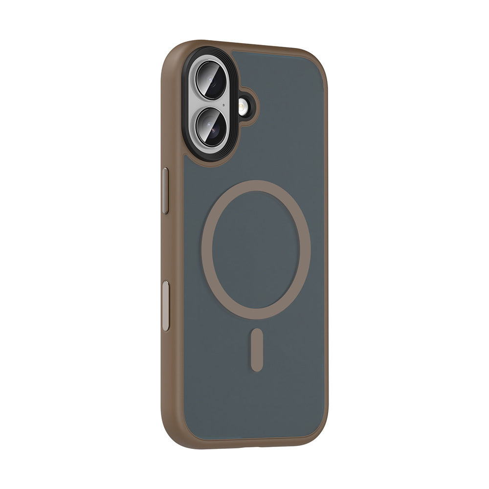 Apple iPhone 17 Kılıf Mat Arka Yüzey Wireless Şarj Özellikli Zore Flet M-safe Kapak Desert Titanyum