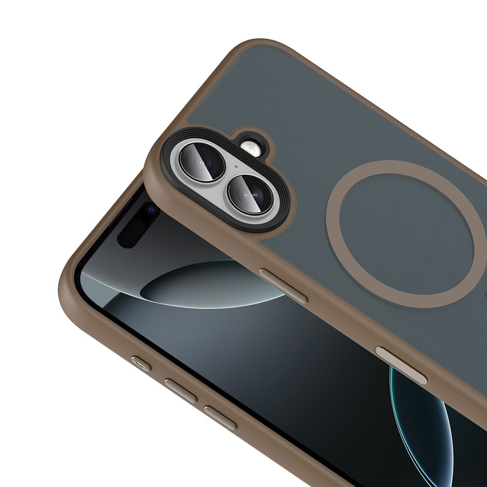 Apple iPhone 17 Kılıf Mat Arka Yüzey Wireless Şarj Özellikli Zore Flet M-safe Kapak Lacivert