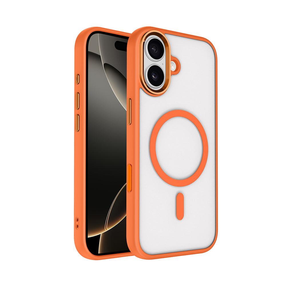 Apple iPhone 17 Kılıf Wireless Şarj Özellikli Zore Krom M-safe Silikon Kapak Desert Gold