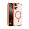 Apple iPhone 17 Kılıf Wireless Şarj Özellikli Zore Krom M-safe Silikon Kapak Turuncu