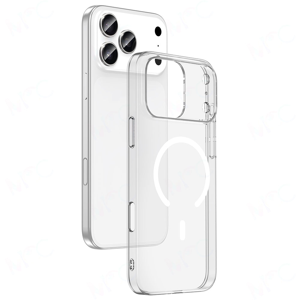 Apple iPhone 17 Pro Kılıf IC Çipli M-Safe Şarj Özellikli Şeffaf Kamera Çerçeveli Zore Toledo Kapak