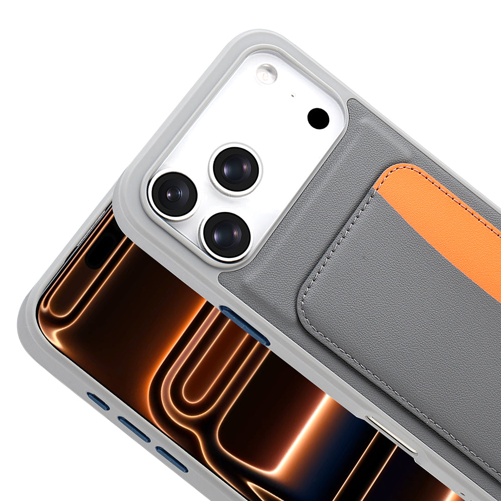 Apple iPhone 17 Pro Kılıf Kartlıklı Zore X-Kart Silikon Kapak Turuncu