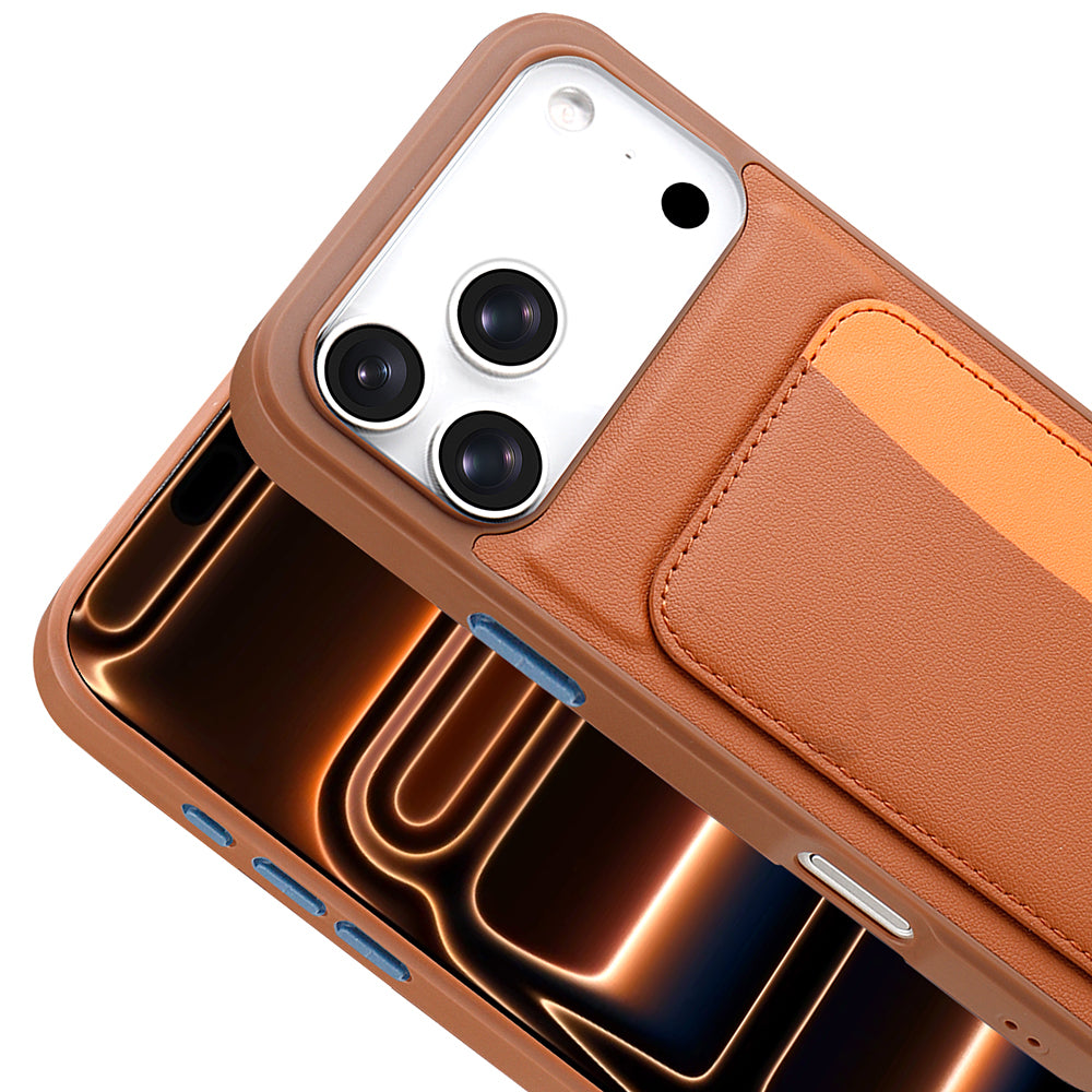 Apple iPhone 17 Pro Kılıf Kartlıklı Zore X-Kart Silikon Kapak Turuncu