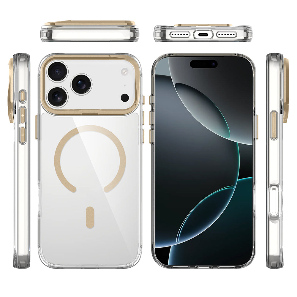 Apple iPhone 17 Pro Kılıf M-safe Şarj Özellikli Airbagli Kamera Standlı Zore Azor Kapak