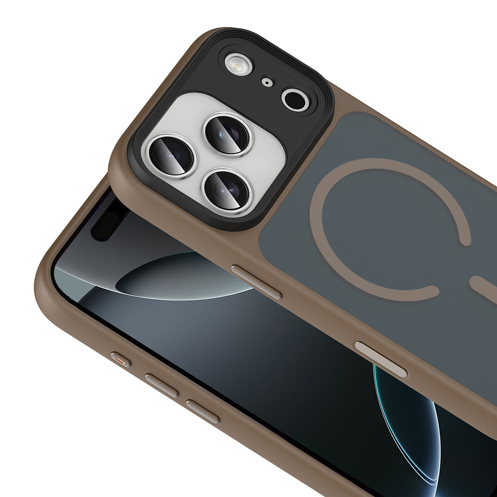 Apple iPhone 17 Pro Kılıf Mat Arka Yüzey Wireless Şarj Özellikli Zore Flet M-safe Kapak Lacivert