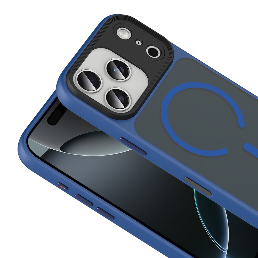 Apple iPhone 17 Pro Kılıf Mat Arka Yüzey Wireless Şarj Özellikli Zore Flet M-safe Kapak Gri