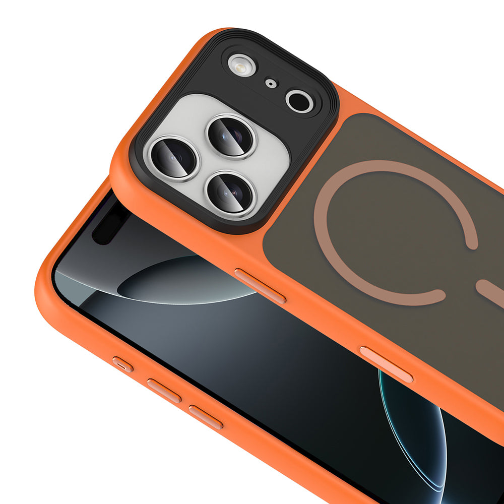 Apple iPhone 17 Pro Kılıf Mat Arka Yüzey Wireless Şarj Özellikli Zore Flet M-safe Kapak Lacivert