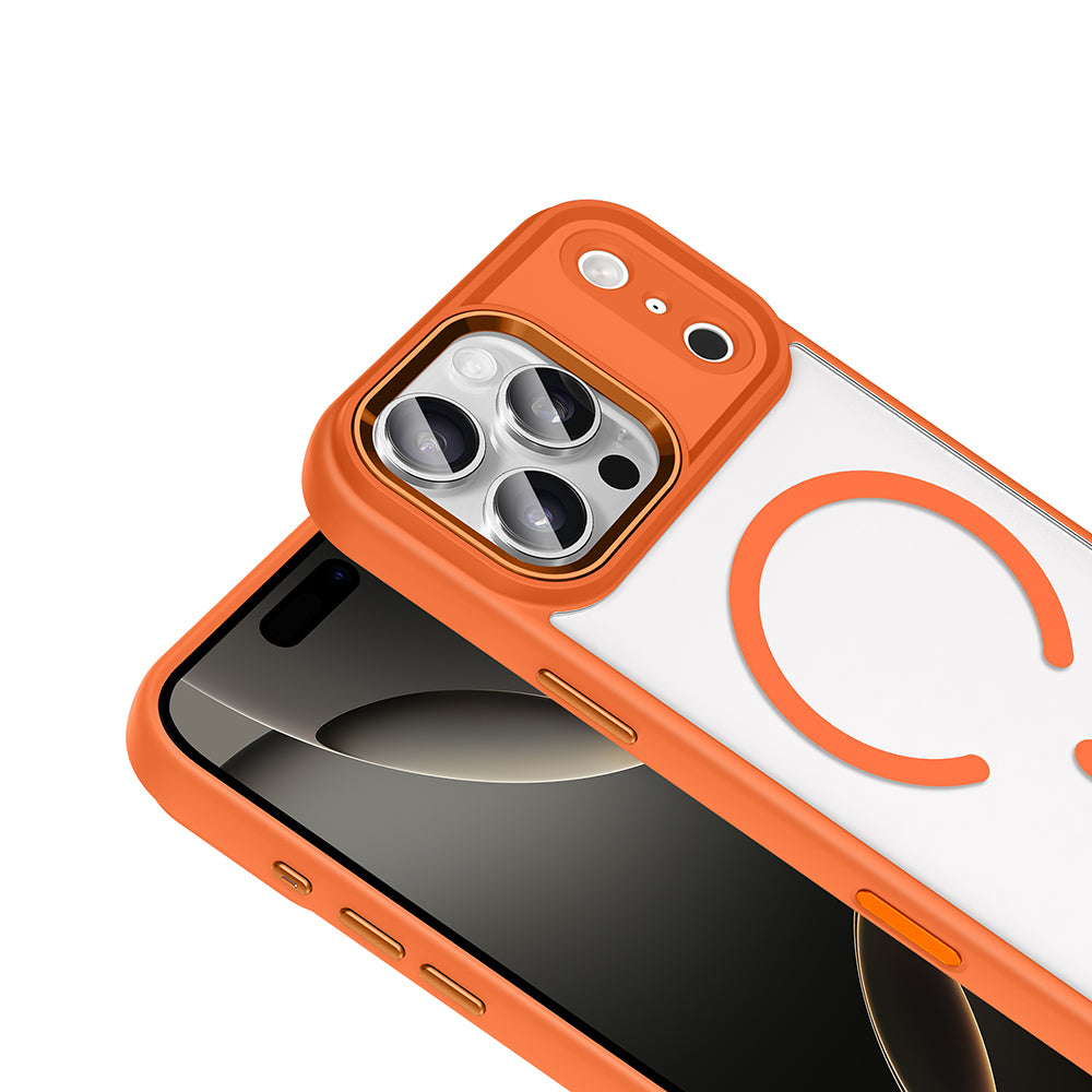 Apple iPhone 17 Pro Kılıf Wireless Şarj Özellikli Zore Krom M-safe Silikon Kapak Gri