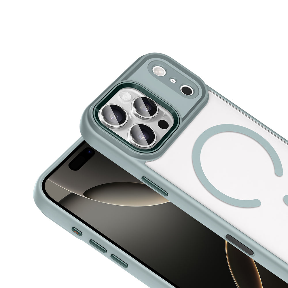 Apple iPhone 17 Pro Kılıf Wireless Şarj Özellikli Zore Krom M-safe Silikon Kapak Lacivert