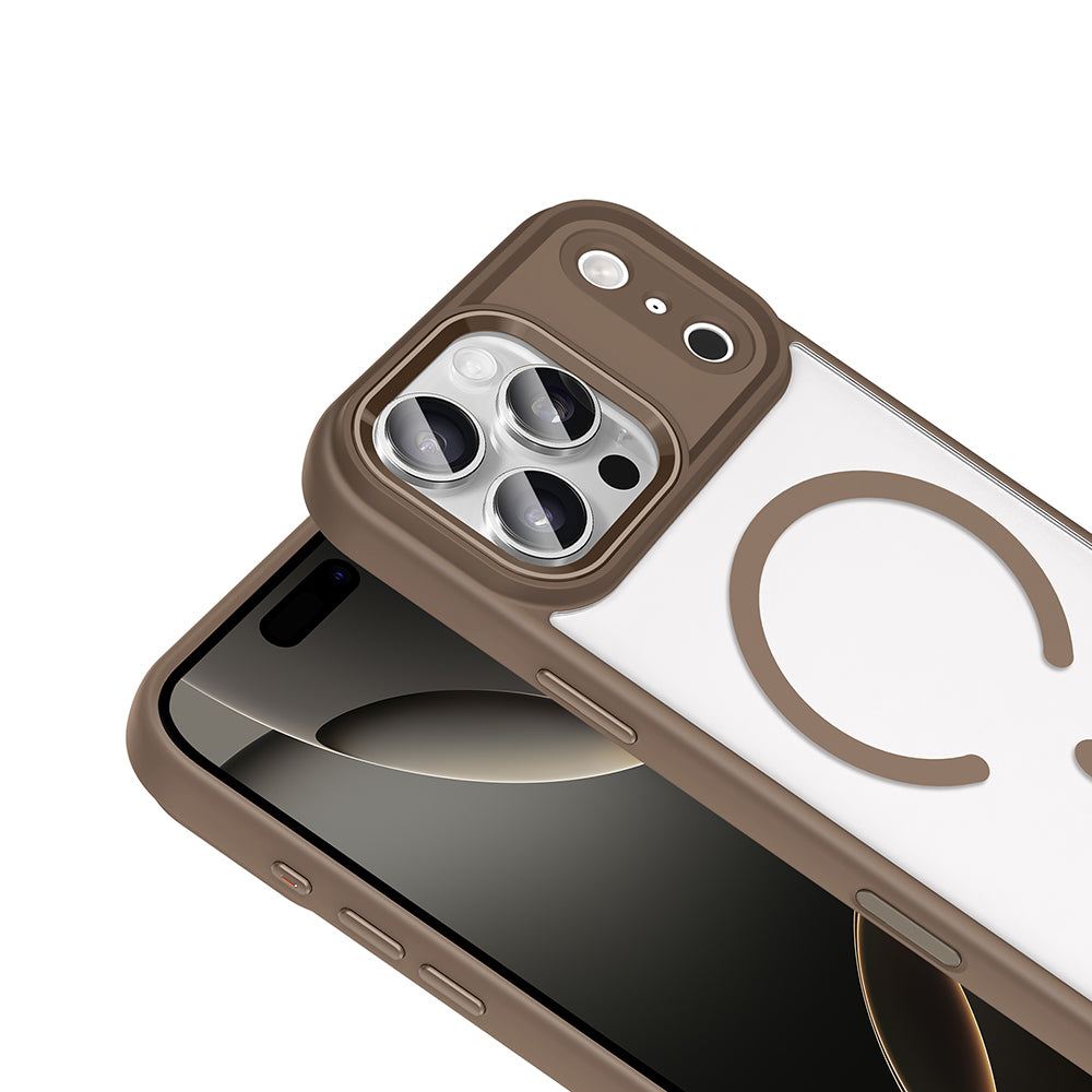 Apple iPhone 17 Pro Kılıf Wireless Şarj Özellikli Zore Krom M-safe Silikon Kapak Gri