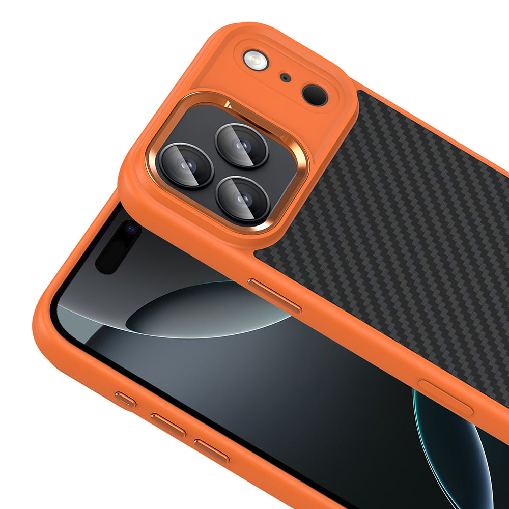 Apple iPhone 17 Pro Max Kılıf M-Safe Şarj Özellikli Karbon Fiber Görünümlü Zore Truva Silikon Kapak Siyah