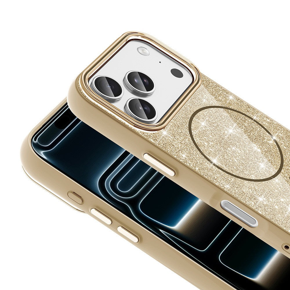 Apple iPhone 17 Pro Max Kılıf M-safe Şarj Özellikli Parlayan Simli Zore Okso Kapak