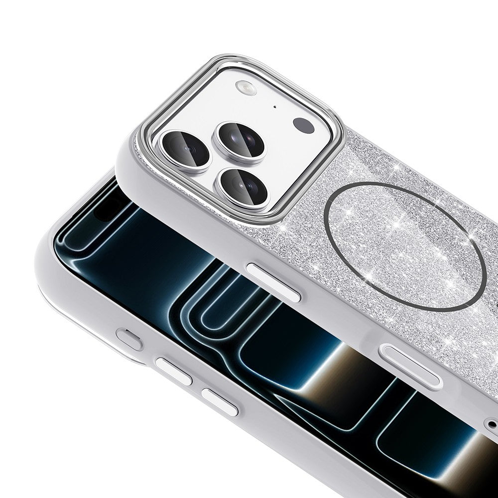 Apple iPhone 17 Pro Max Kılıf M-safe Şarj Özellikli Parlayan Simli Zore Okso Kapak