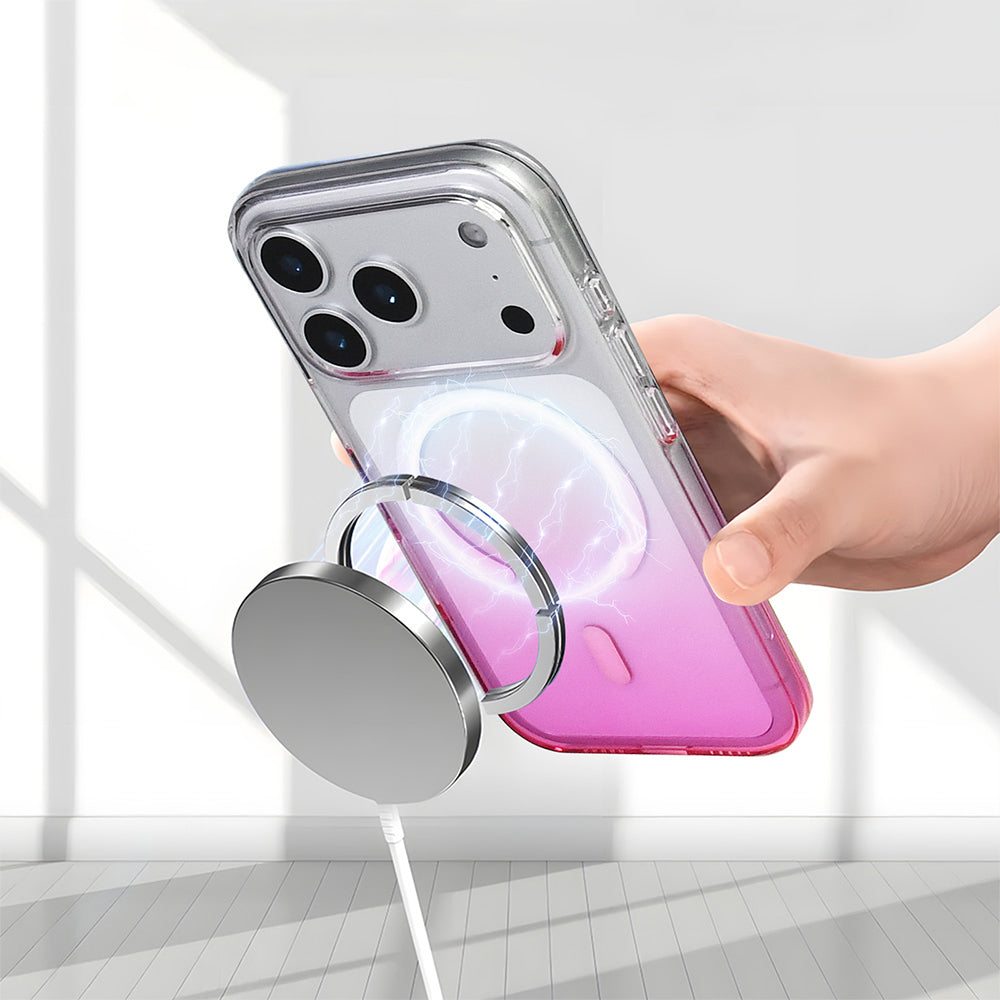 Apple iPhone 17 Pro Max Kılıf M-Safe Şarj Özellikli Zore Septik Silikon Kapak Pembe