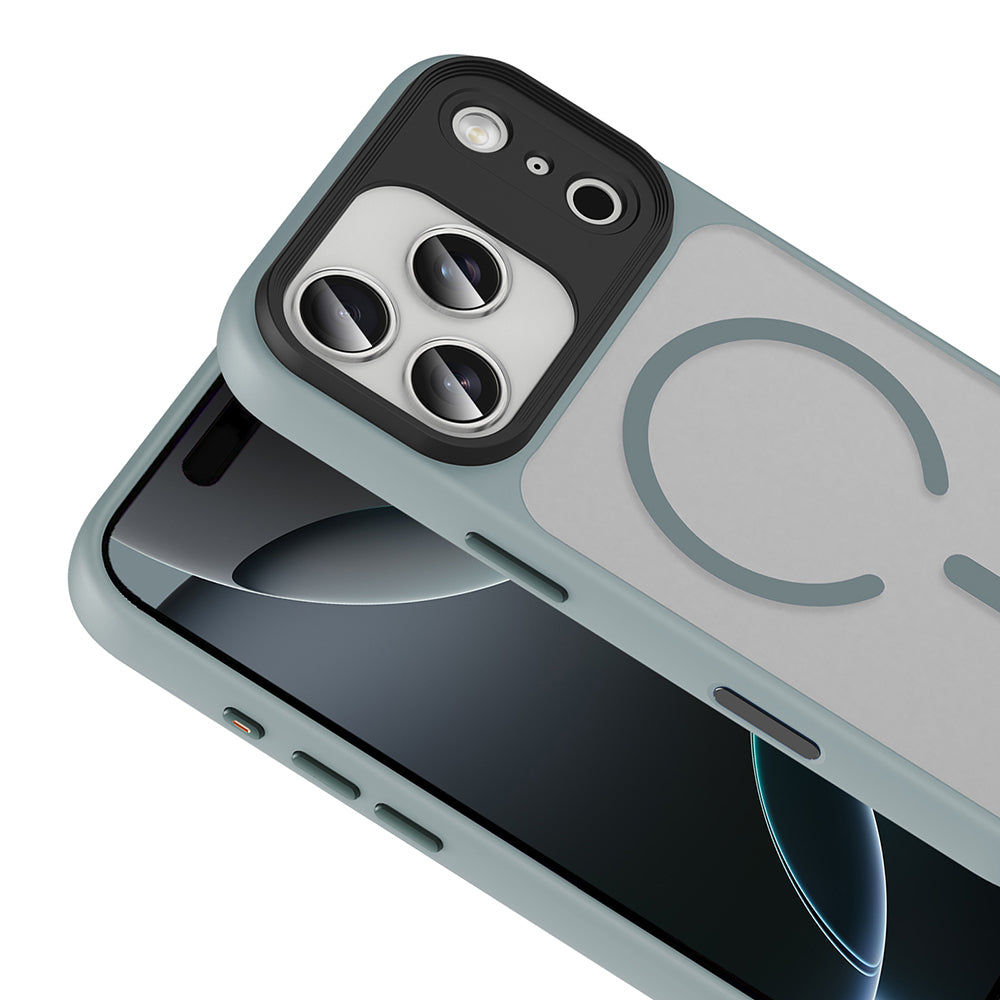 Apple iPhone 17 Pro Max Kılıf Mat Arka Yüzey Wireless Şarj Özellikli Zore Flet M-safe Kapak Siyah