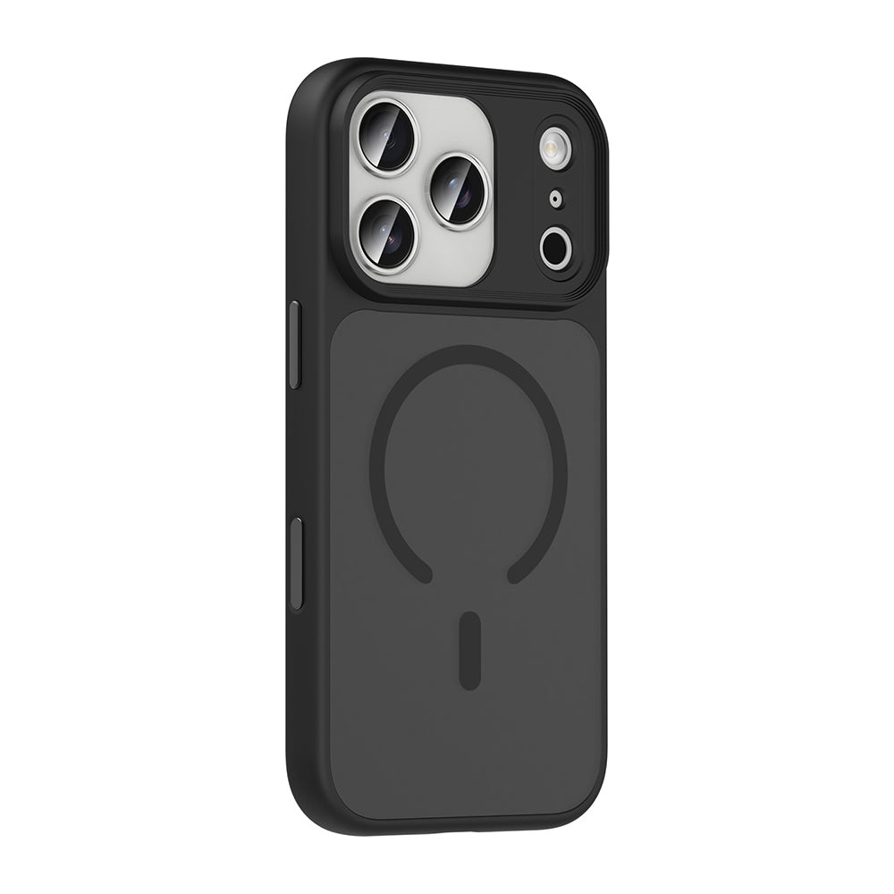 Apple iPhone 17 Pro Max Kılıf Mat Arka Yüzey Wireless Şarj Özellikli Zore Flet M-safe Kapak Lacivert