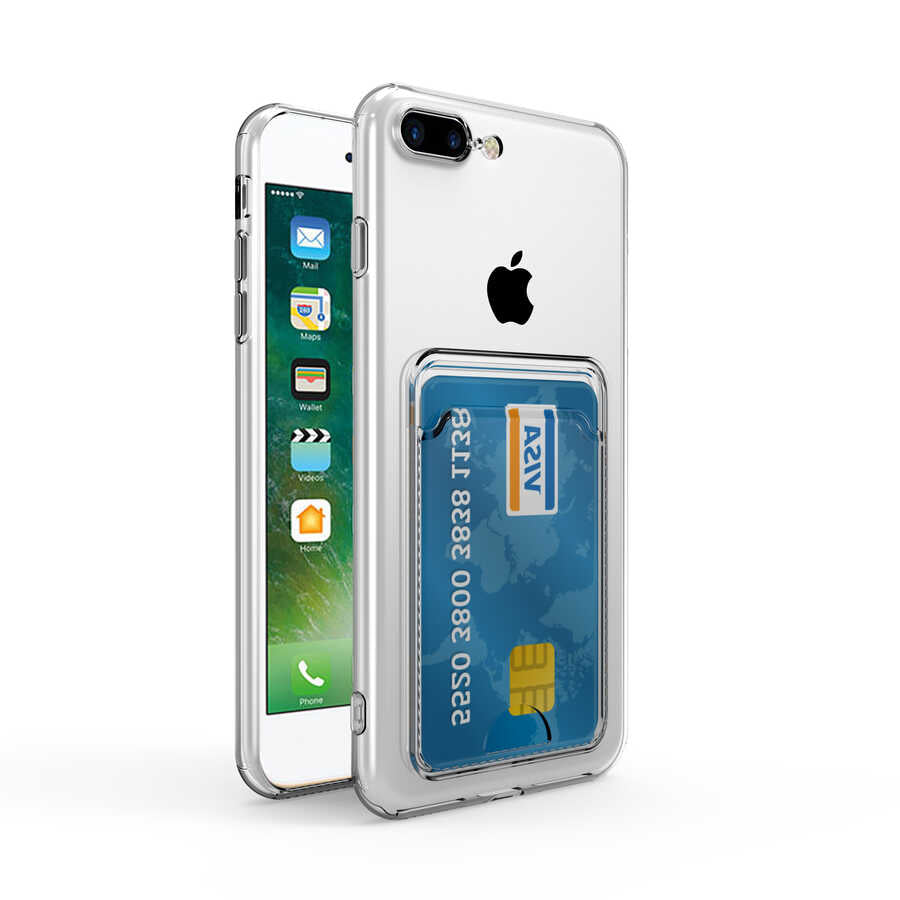 Apple iPhone SE 2022 Kılıf Kartlıklı Şeffaf Zore Setra Clear Silikon Kapak