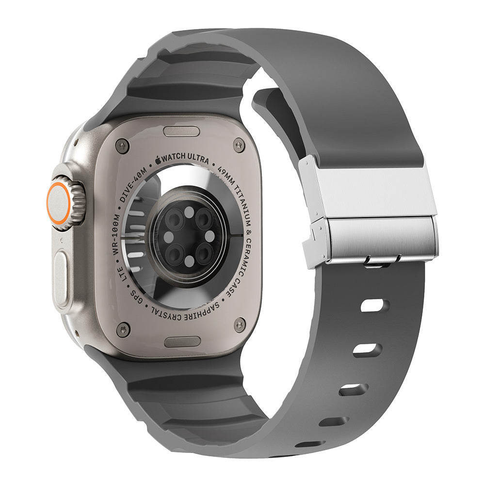Apple Watch 42mm Zore KRD-145 Metal Tokalı Silikon Kordon