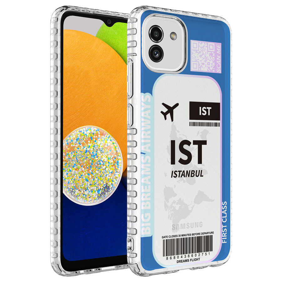 Galaxy A03 Kılıf Airbag Kenarlı Renkli Desenli Silikon Zore Elegans Kapak