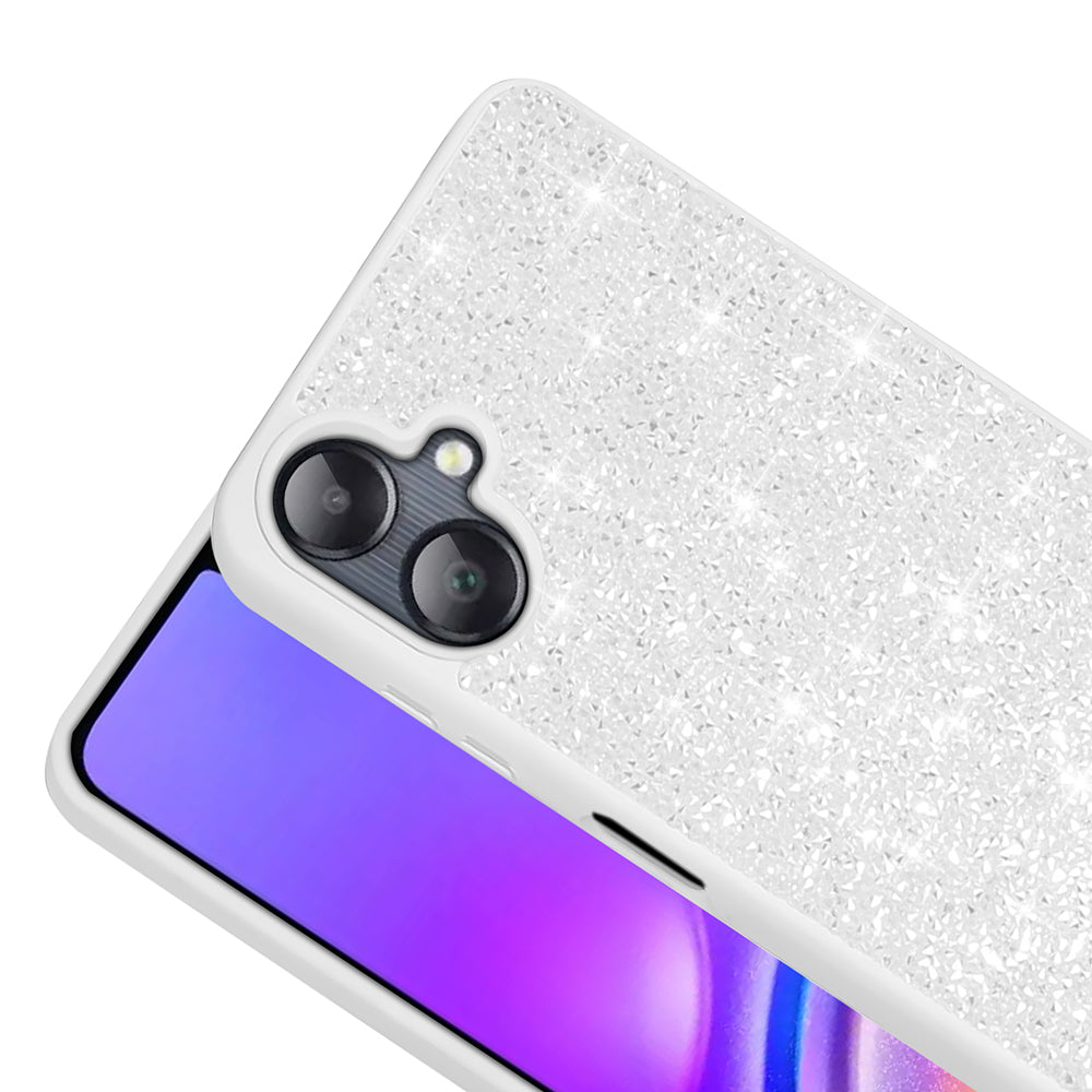 Galaxy A06 Kılıf Parlak Taşlı Tasarım Zore Pırlanta Kapak Beyaz