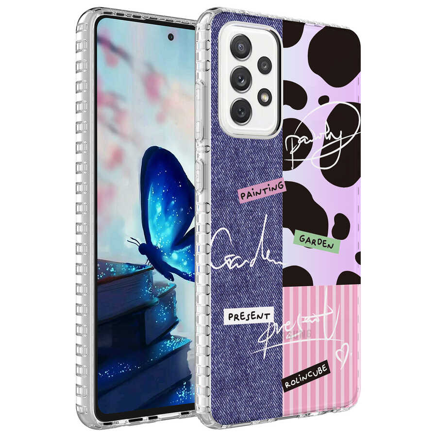 Galaxy A33 5G Kılıf Airbag Kenarlı Renkli Desenli Silikon Zore Elegans Kapak