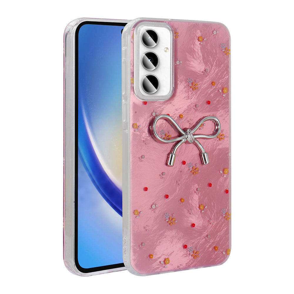 Galaxy A55 Kılıf Kamera Korumalı Figürlü Zore Ponti Silikon Kapak Açık Pembe