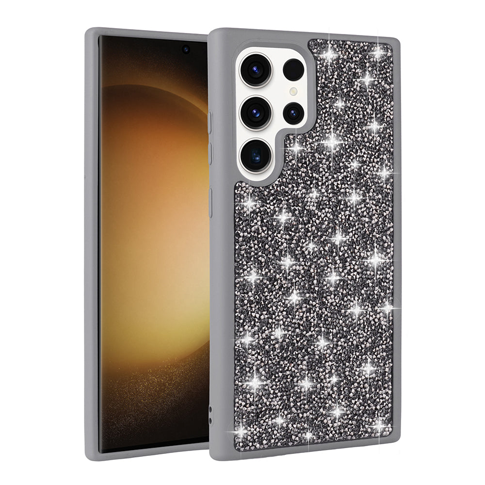 Galaxy S22 Ultra Kılıf Parlak Taşlı Tasarım Zore Pırlanta Kapak Gold