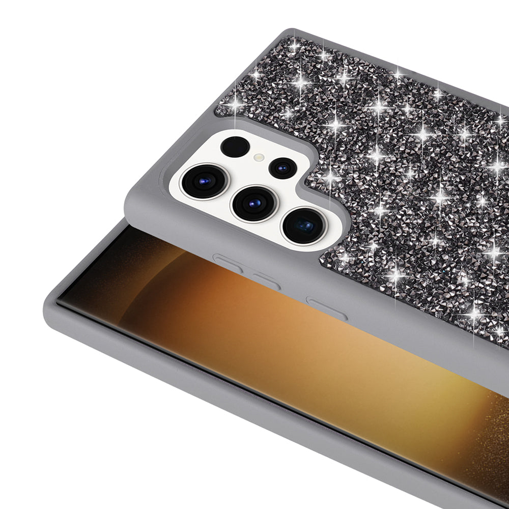 Galaxy S22 Ultra Kılıf Parlak Taşlı Tasarım Zore Pırlanta Kapak Beyaz