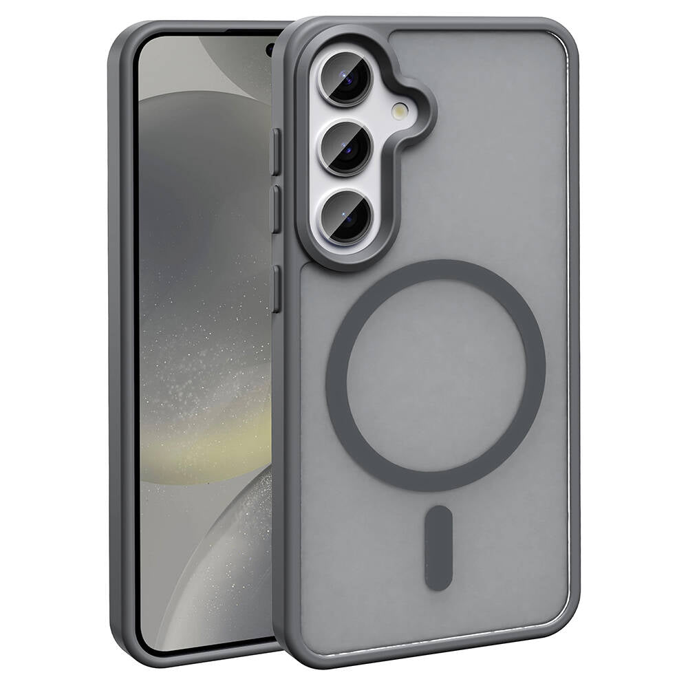 Galaxy S23 FE Kılıf M-safe Şarj Özellikli Mat Arka Yüzey Zore Sio Kapak Gri