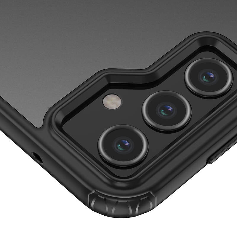 Galaxy S23 FE Kılıf Sert PC Arka Yüzey Wireless Şarj Özellikli Zore Flet M-safe Kapak Siyah