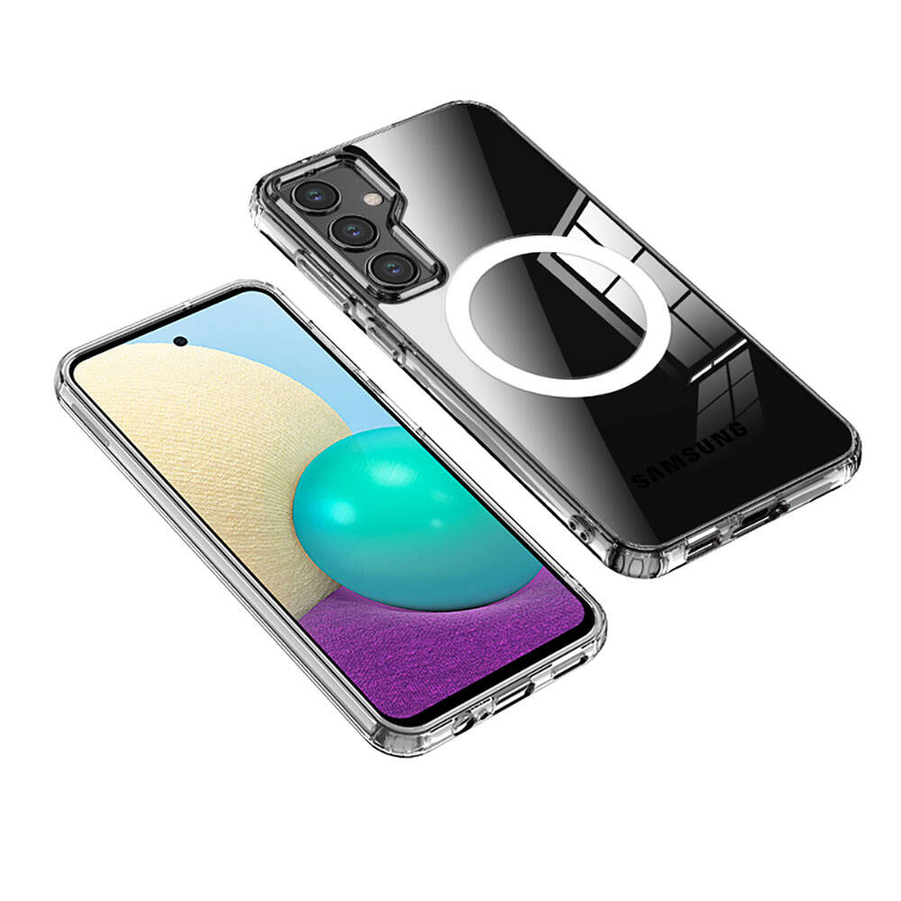 Galaxy S23 FE Kılıf Sert PC Arka Yüzey Wireless Şarj Özellikli Zore Flet M-safe Kapak Renksiz