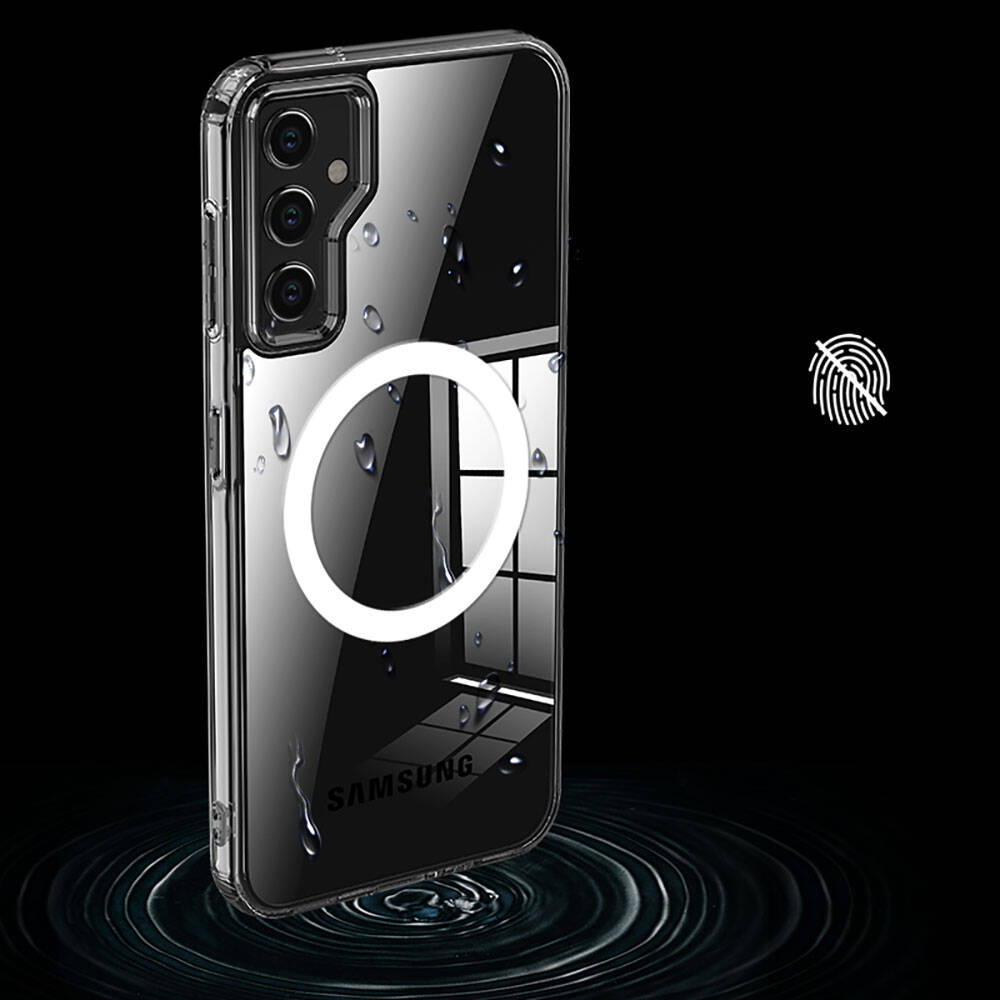 Galaxy S23 FE Kılıf Sert PC Arka Yüzey Wireless Şarj Özellikli Zore Flet M-safe Kapak Renksiz