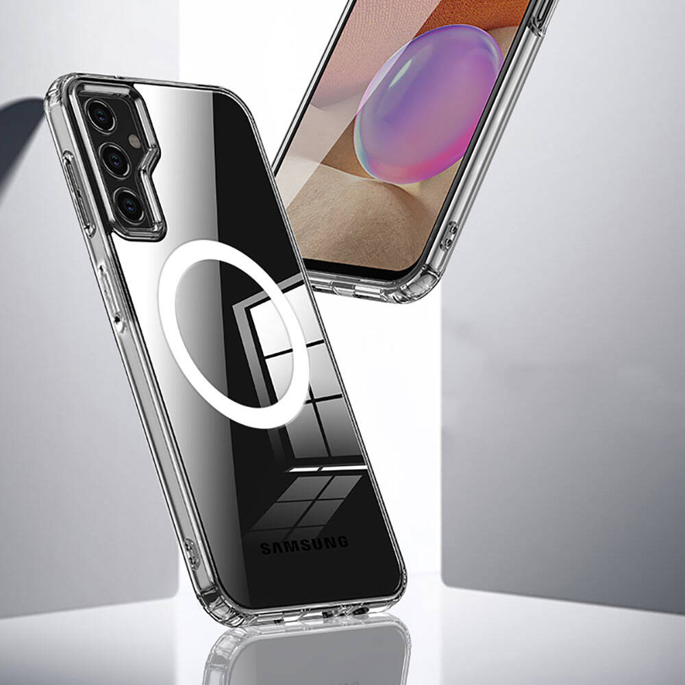 Galaxy S23 FE Kılıf Sert PC Arka Yüzey Wireless Şarj Özellikli Zore Flet M-safe Kapak Renksiz