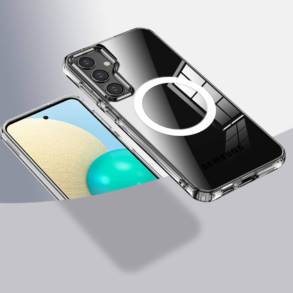 Galaxy S23 FE Kılıf Sert PC Arka Yüzey Wireless Şarj Özellikli Zore Flet M-safe Kapak Renksiz