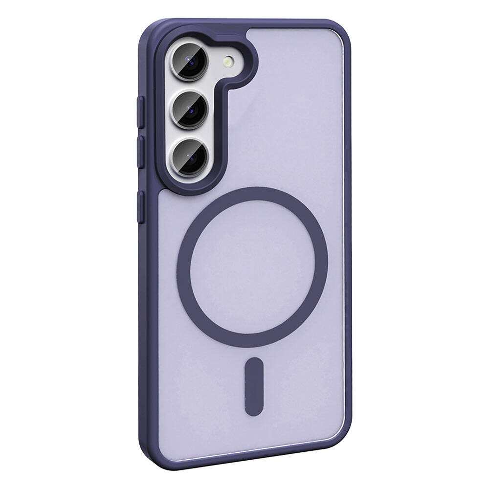 Galaxy S23 Kılıf M-safe Şarj Özellikli Mat Arka Yüzey Zore Sio Kapak Lacivert