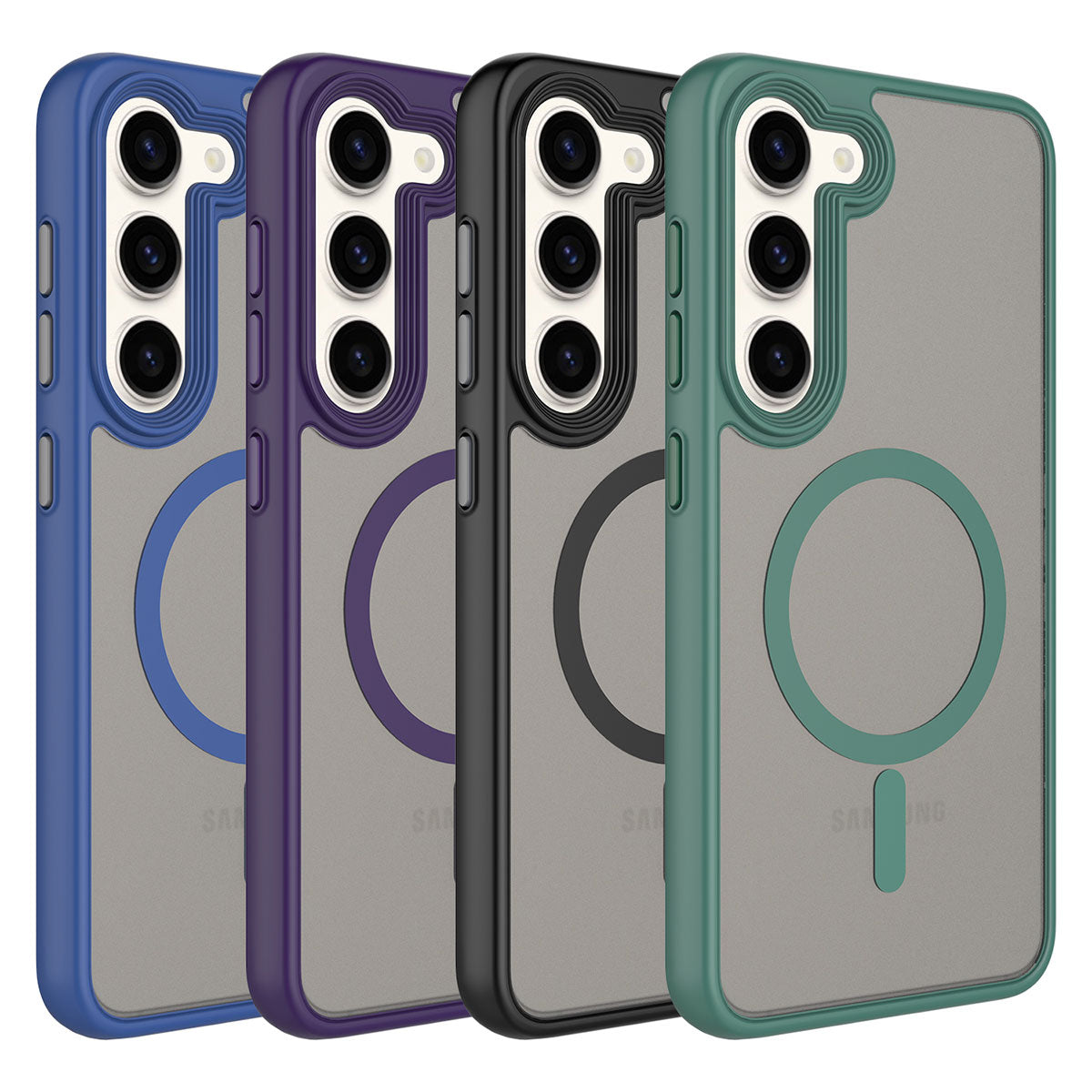 Galaxy S23 Kılıf Mat Arka Yüzey Wireless Şarj Özellikli Zore Flet M-safe Kapak Yeşil