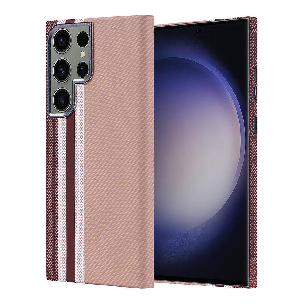 Galaxy S23 Ultra Kılıf M-safe Şarj Özellikli Karbon Fiber Görünümlü Zore Nekst Kapak Gold