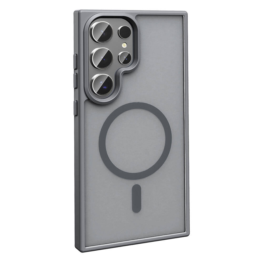 Galaxy S23 Ultra Kılıf M-safe Şarj Özellikli Mat Arka Yüzey Zore Sio Kapak Koyu Mor