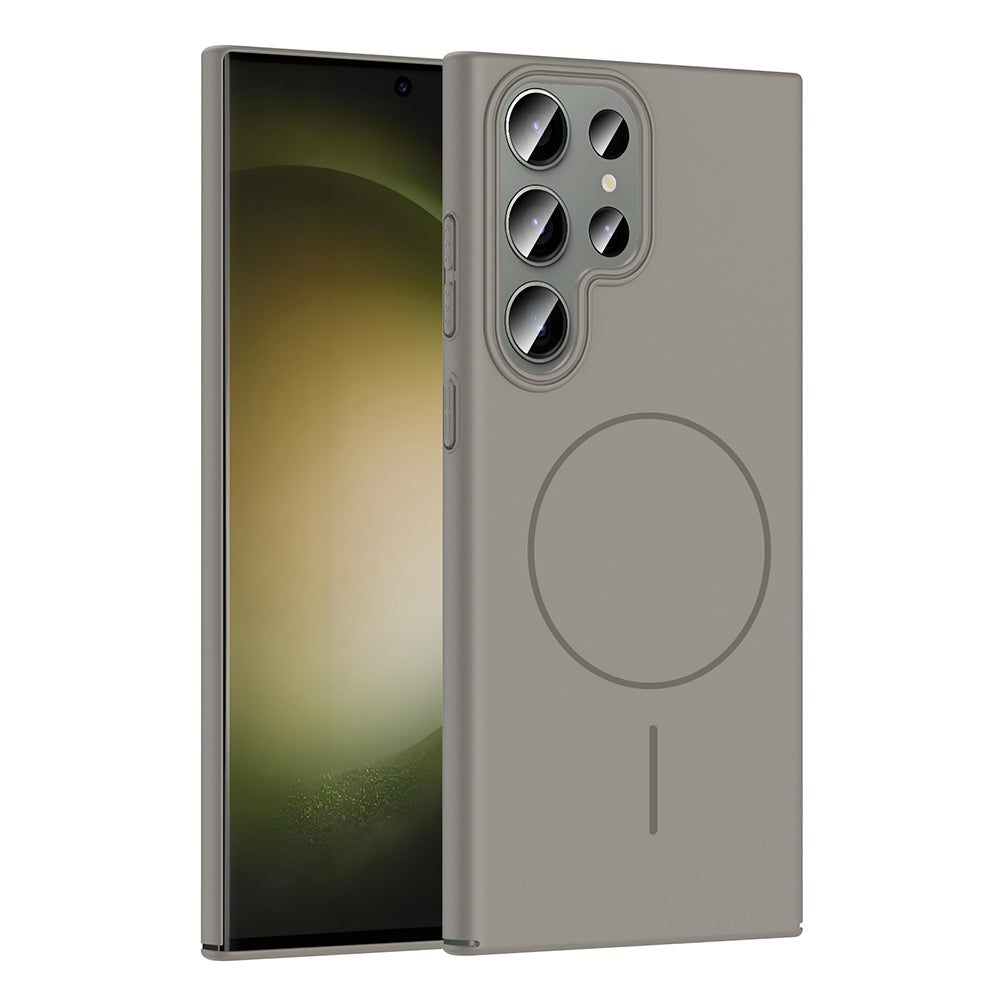 Galaxy S23 Ultra Kılıf M-safe Şarj Özellikli Zore Ruby Sert Kapak Mürdüm