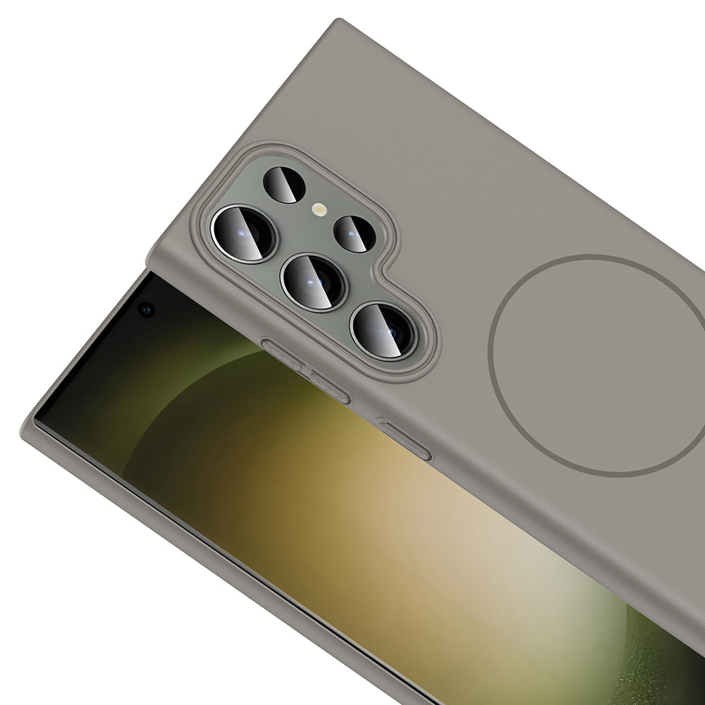 Galaxy S23 Ultra Kılıf M-safe Şarj Özellikli Zore Ruby Sert Kapak Mürdüm