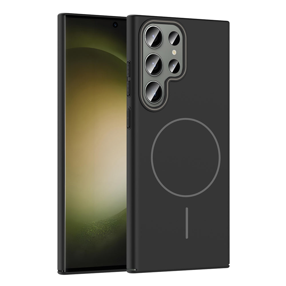 Galaxy S23 Ultra Kılıf M-safe Şarj Özellikli Zore Ruby Sert Kapak Siyah