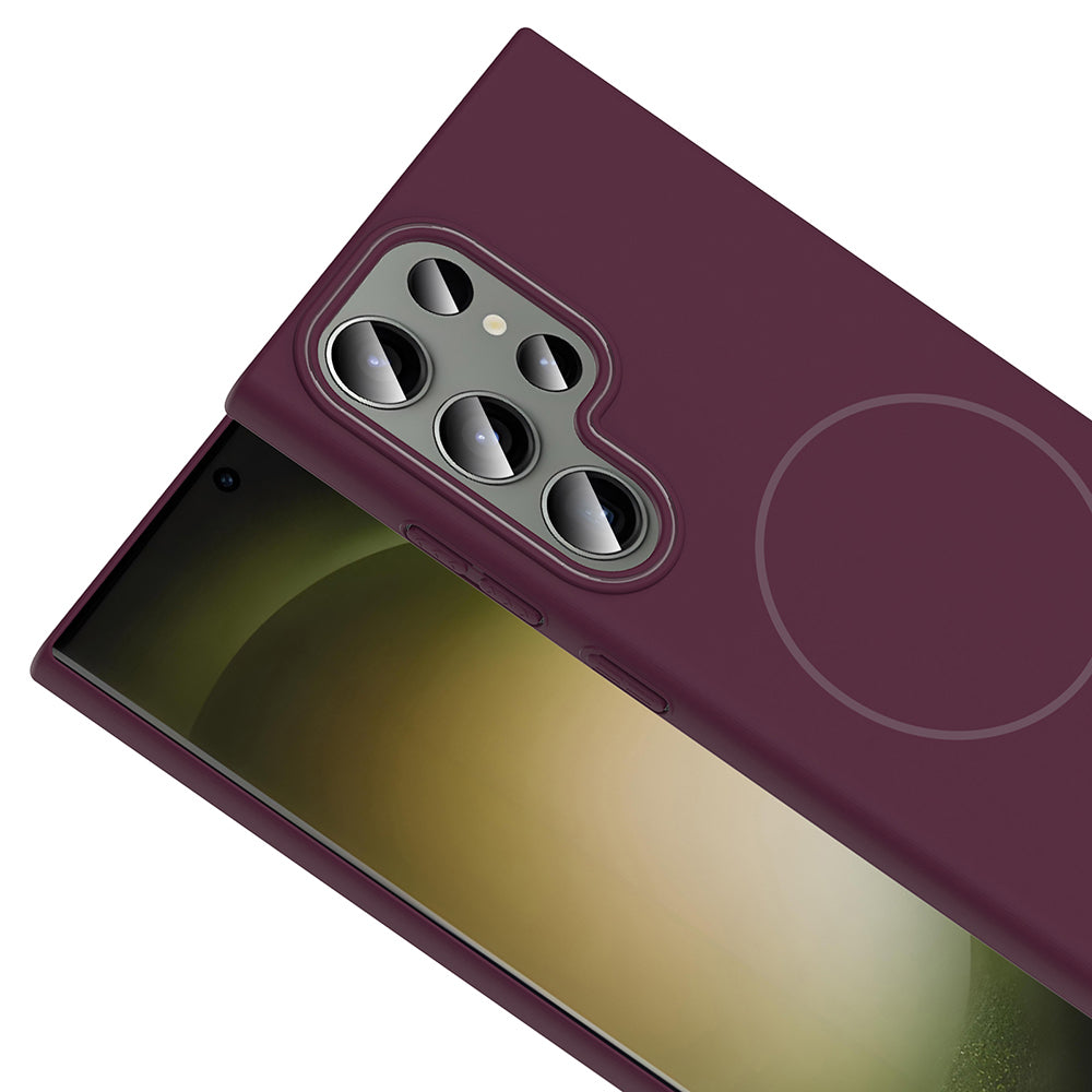 Galaxy S23 Ultra Kılıf M-safe Şarj Özellikli Zore Ruby Sert Kapak Siyah