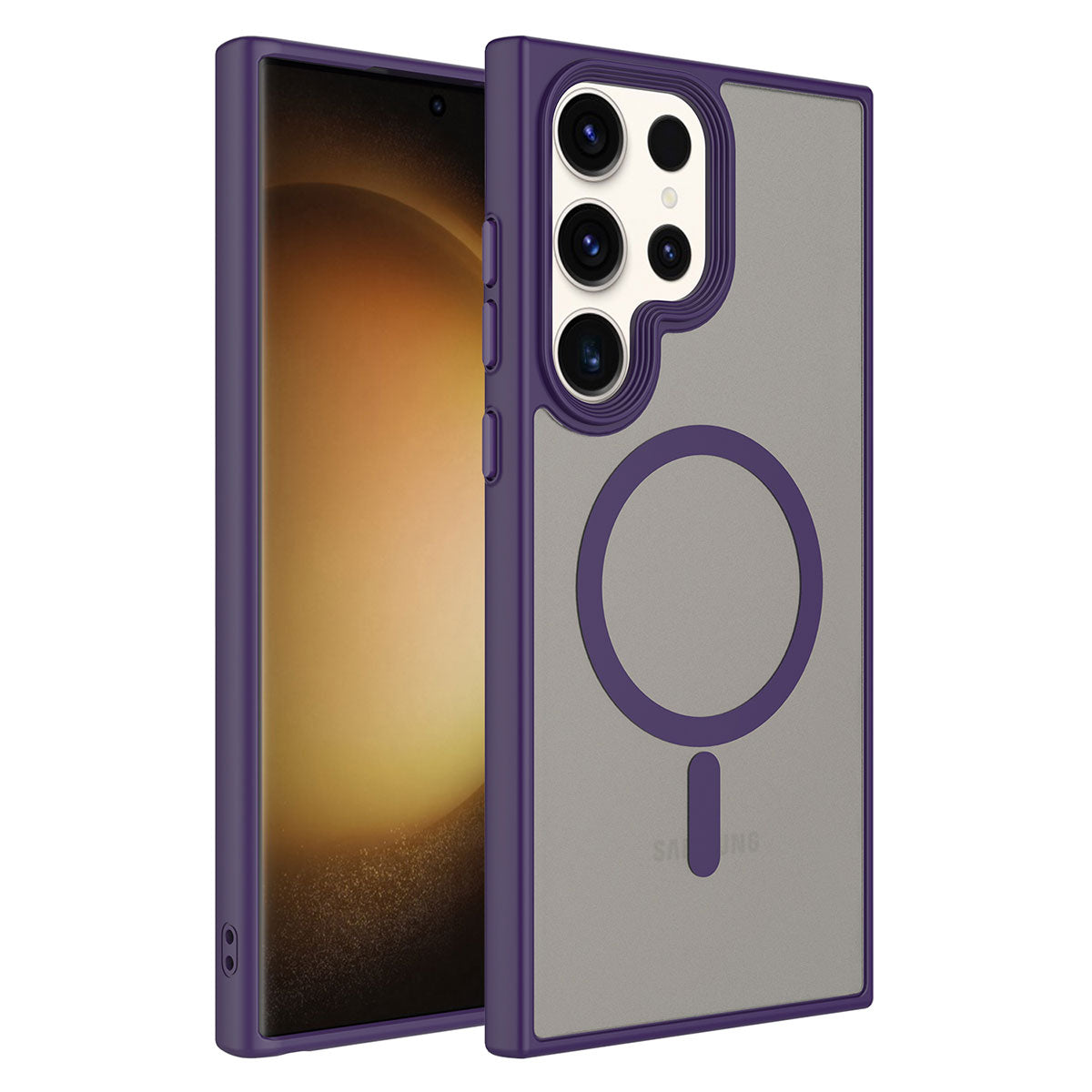 Galaxy S23 Ultra Kılıf Mat Arka Yüzey Wireless Şarj Özellikli Zore Flet M-safe Kapak Siyah