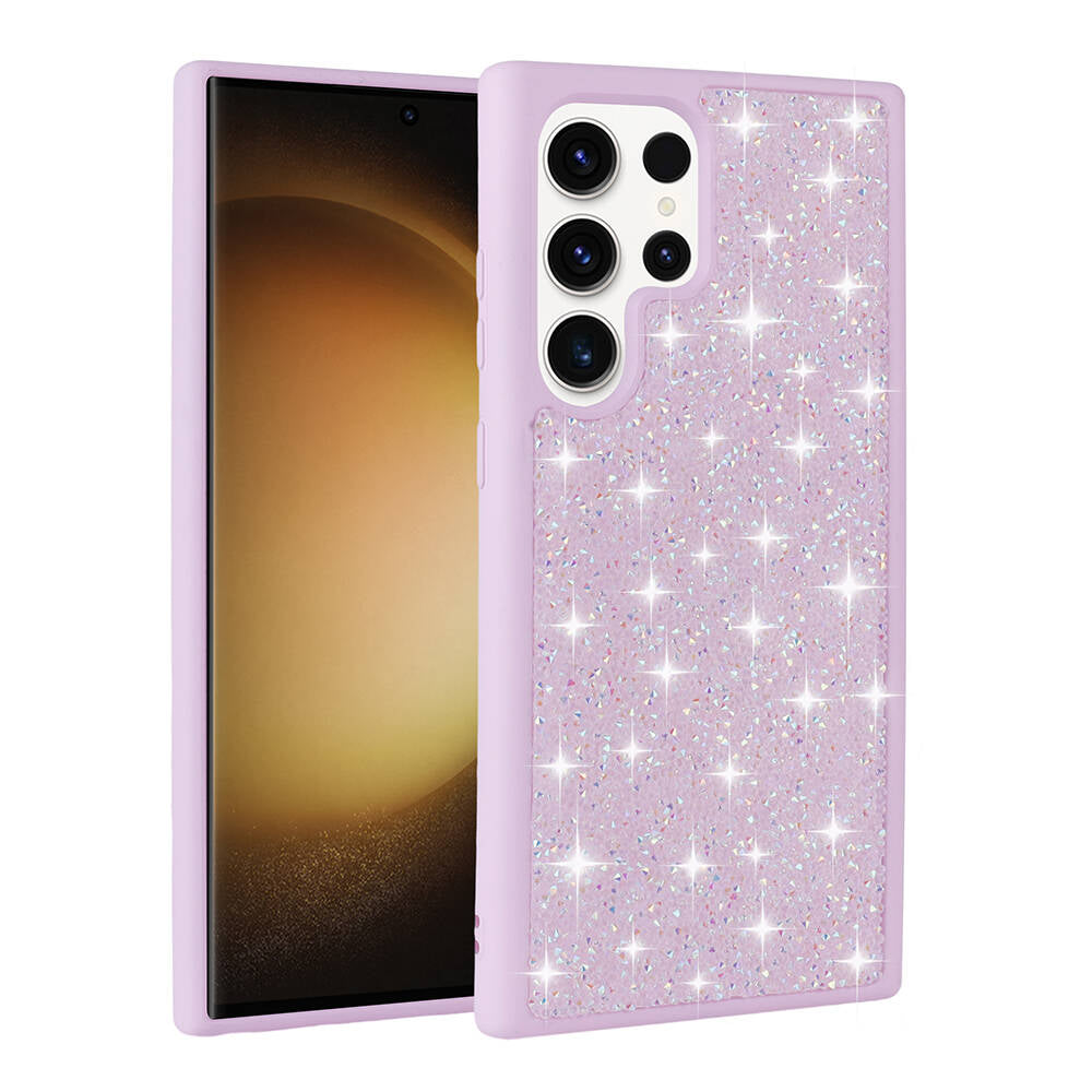 Galaxy S23 Ultra Kılıf Parlak Taşlı Tasarım Zore Pırlanta Kapak Pembe