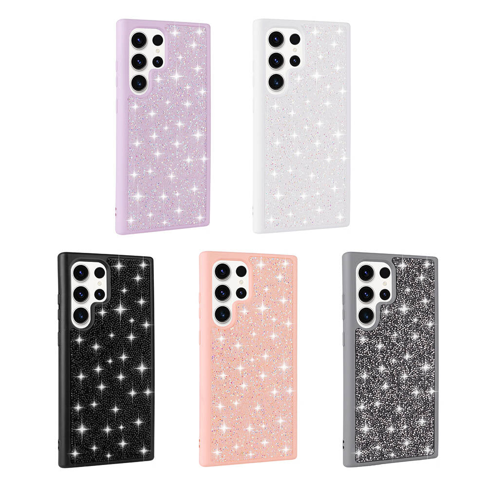 Galaxy S23 Ultra Kılıf Parlak Taşlı Tasarım Zore Pırlanta Kapak Lila