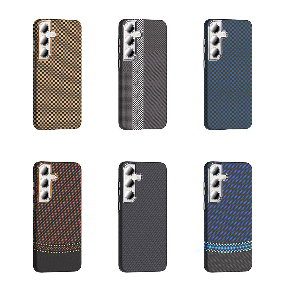 Galaxy S24 FE Kılıf M-safe Şarj Özellikli Karbon Fiber Görünümlü Zore Gros Kapak Lacivert
